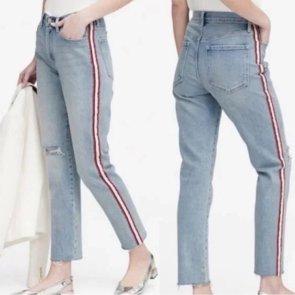 Banana Republic High-Rise Straight Side-Stripe Jeans Women’s size 29 - Picture 1 of 6